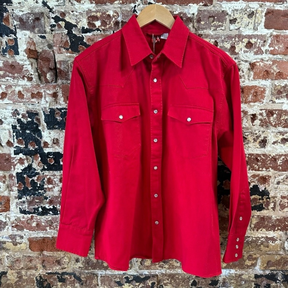 Marlboro Red Star Western Denim Jean Long Sleeve Snap button Mens Small